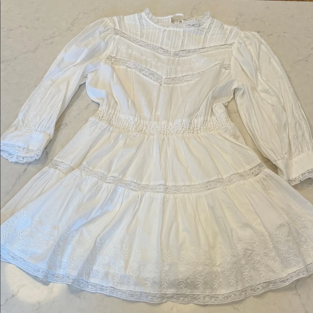 LoveShackFancy X Target Talula White Embroidered‎ Lace Dress Size Medium - Picture 9 of 10